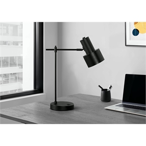 Lighting - 21&quoth Table Lamp - USB Port - Black Metal - Black Shade - Modern