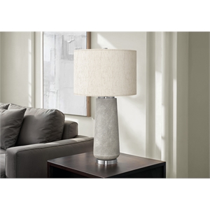 Lighting - 29&quoth Table Lamp - Gray Resin - Ivory Shade - Modern Style