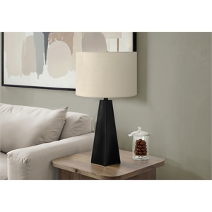 Lighting - 27&quoth Table Lamp - Black Resin Base - Beige Shade - Modern Style