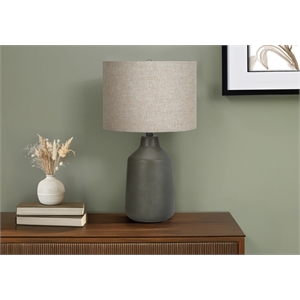 Monarch 24&quot Concrete Stone Table Lamp with Round Finial in Gray/Beige