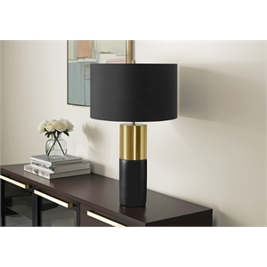 Monarch Canada 25&quot Metal Table Lamp with Drum Shade in Gold/Black