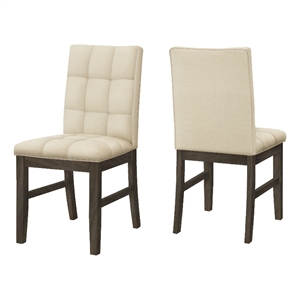 Set of 2 Dining Chairs 37&quotH - Upholstered Cream Fabric - Gray Solid Wood Legs