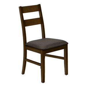 Set of 2 Dining Chairs 37&quotH - Upholstered Brown Fabric - Walnut Brown Wood Legs