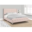 Queen Size Upholstered Bed - Pink Velvet - Chrome Metal Legs