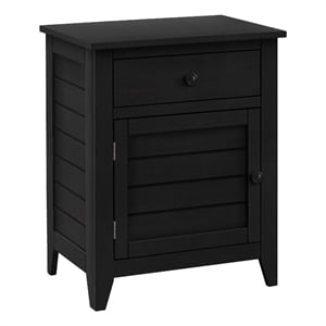 Accent Table - Nightstand - Storage - Side - Lamp - Black Veneer - Transitional
