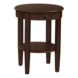Accent Table - 2 Tier  - Round - Nightstand - Lamp - Brown Veneer - Transitional