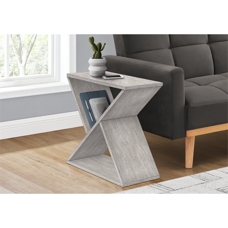 Accent Table - Side - End - Nightstand - Lamp - Gray Veneer - Contemporary