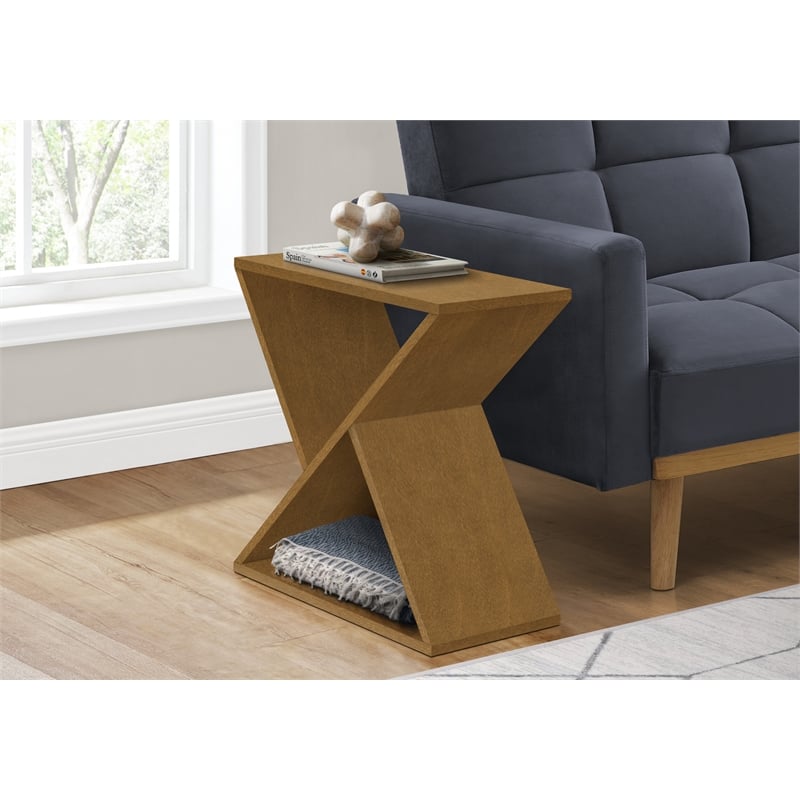 Accent Table - Nightstand - Narrow - Small - Lamp - Brown Veneer - Contemporary