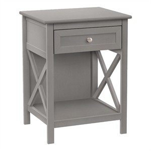 Accent Table - End - Side - 2 Tier - Nightstand - MDF - Wood - Gray - Storage