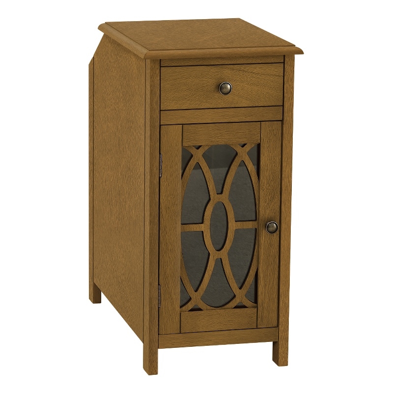 Accent Table -  End - Nightstand - Storage - Lamp - Brown Veneer - Traditional