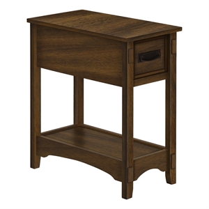 Accent Table - Nightstand - 2 Tier - Storage Drawer - Brown Veneer