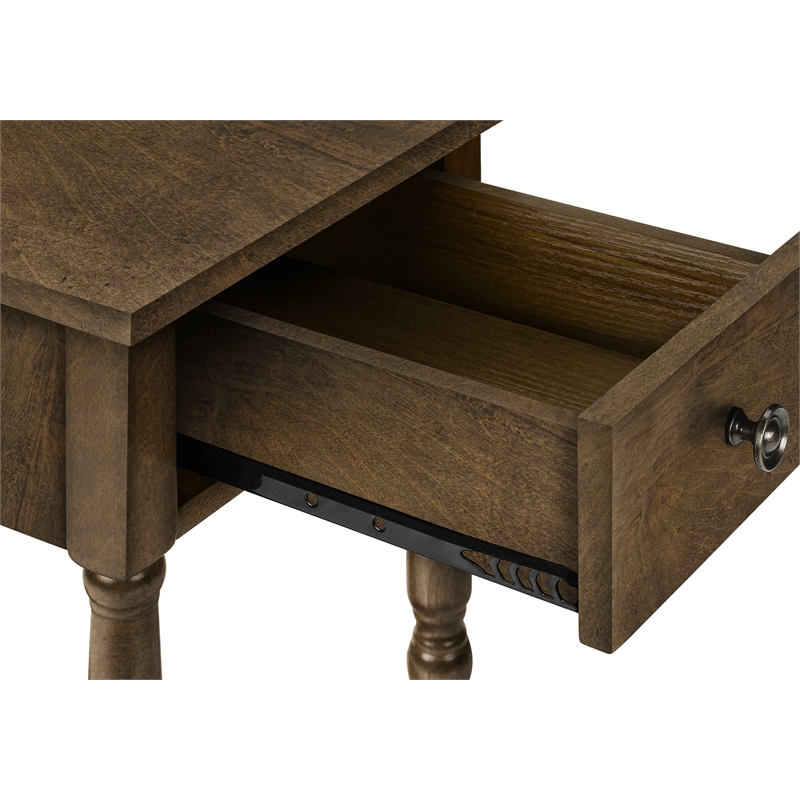 Accent Table - 2 Tier - Side Table - Lamp - Storage Drawer - Brown Veneer