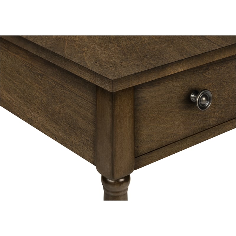 Accent Table - 2 Tier - Side Table - Lamp - Storage Drawer - Brown Veneer