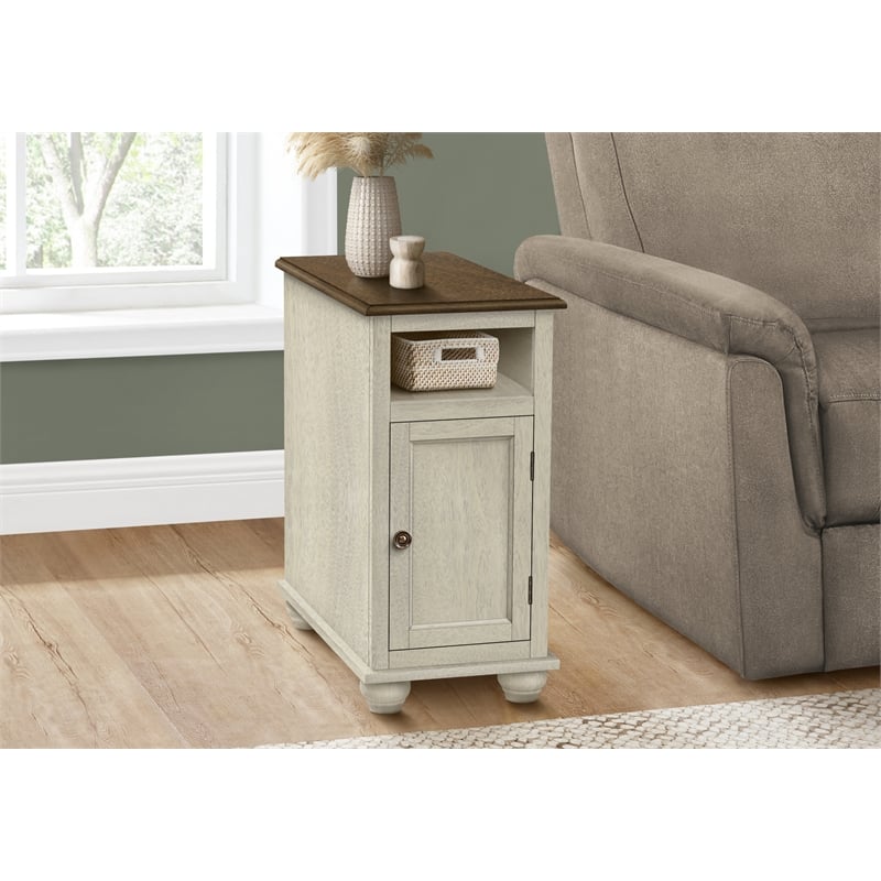 Accent Table - Side Table - Bedroom - Nightstand - Antique White - Brown
