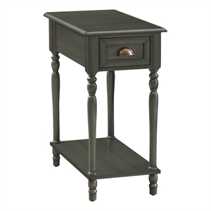 Accent Table - 2 Tier - Side Table - Narrow - Storage Drawer - Green Veneer