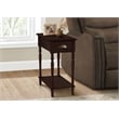 Accent Table - 2 Tier - Side Table - Narrow - Storage Drawer - Brown Veneer