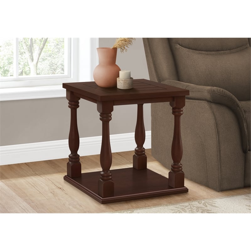 Accent Table - 2 Tier - Side Table - Square - Brown Veneer