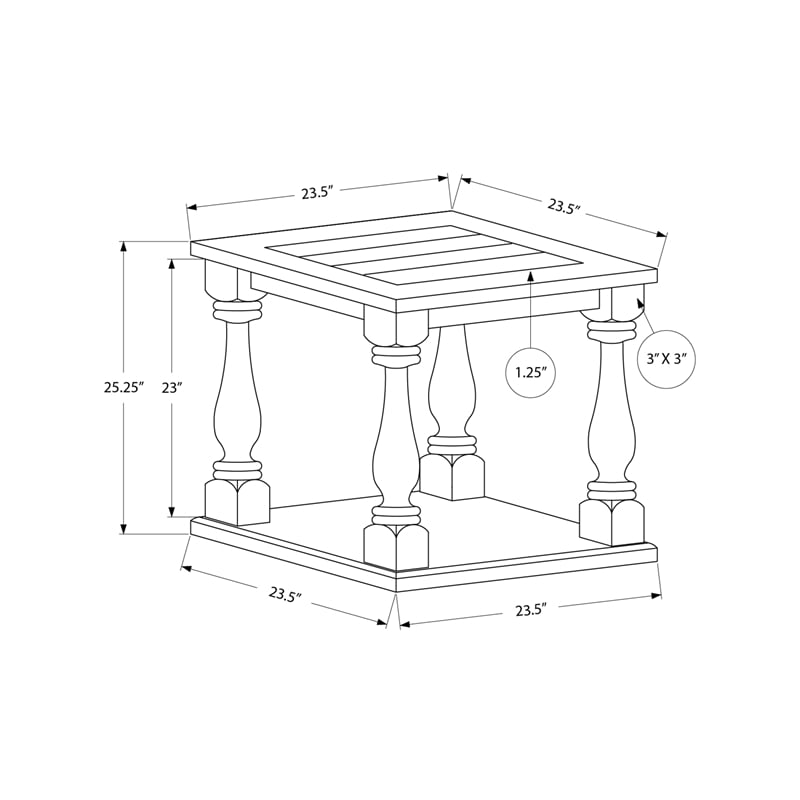 Accent Table - 2 Tier - Side Table - Square - Brown Veneer