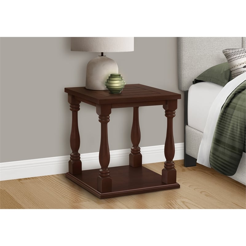 Accent Table - 2 Tier - Side Table - Square - Brown Veneer