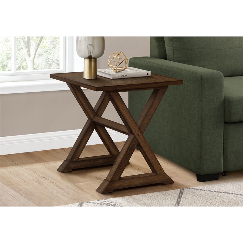 Accent Table - Side Table - Square - Nightstand - Bedroom - Lamp - Brown Veneer