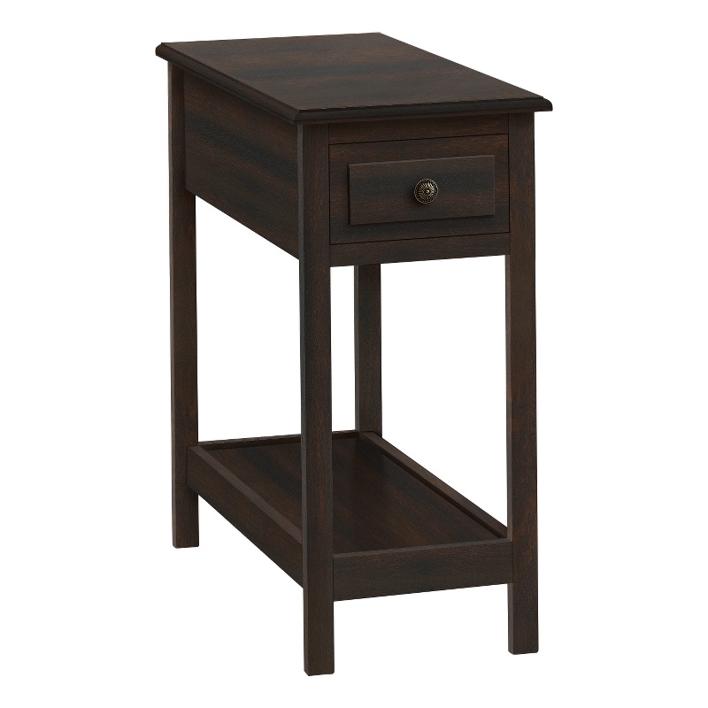Accent Table - 2 Tier - Side Table  - Storage Drawer - Brown Veneer