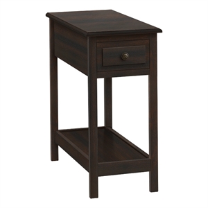 Accent Table - 2 Tier - Side Table  - Storage Drawer - Brown Veneer
