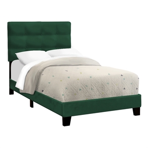 Bed - Twin Size - Upholstered - Bedroom - Frame Only - Youth - Green Velvet