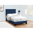 Bed - Twin Size - Upholstered - Bedroom - Frame Only - Youth - Blue Velvet