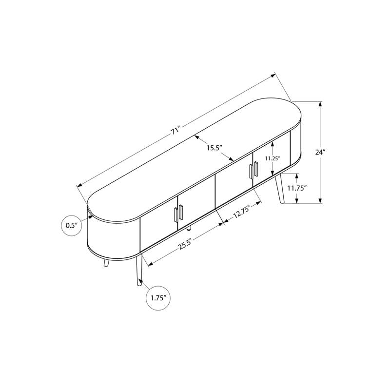 Tv Stand - 72 Inch - Console - Living Room - Entertainment Center - Black