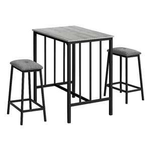 Dining Set - 3pcs Set - Counter Height - 36&quot Rectangular - Kitchen - Gray