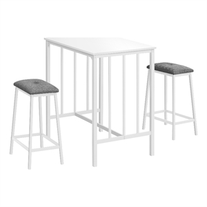 Dining Set - 3pcs Set - Counter Height - 36&quot Rectangular - Kitchen - White