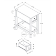 Accent Table - Side Table - 2 Tier - Narrow - Bedroom - Wood - Antique White