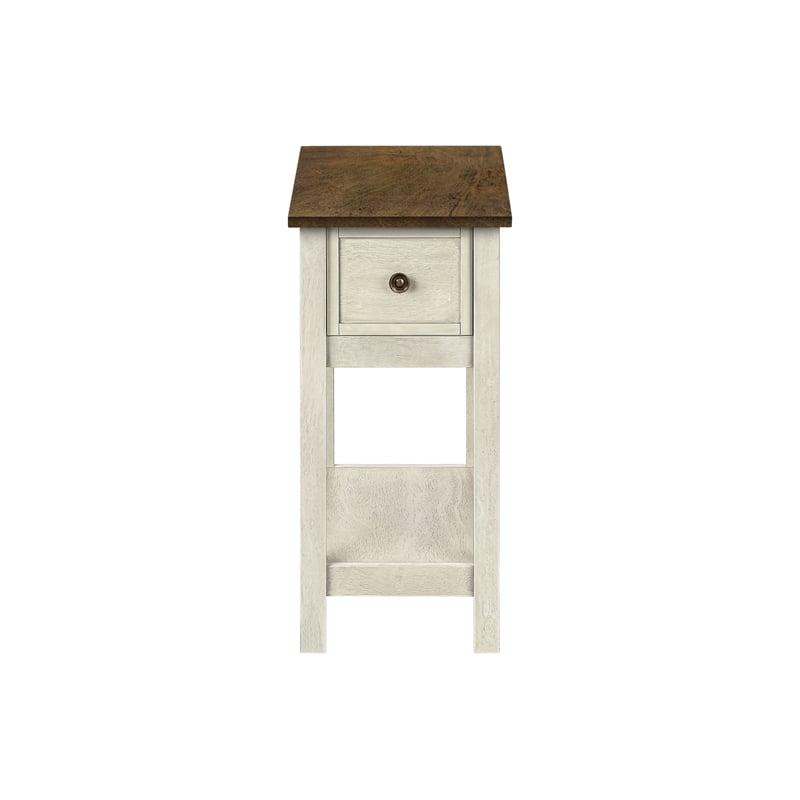 Accent Table - Side Table - 2 Tier - Narrow - Bedroom - Wood - Antique White