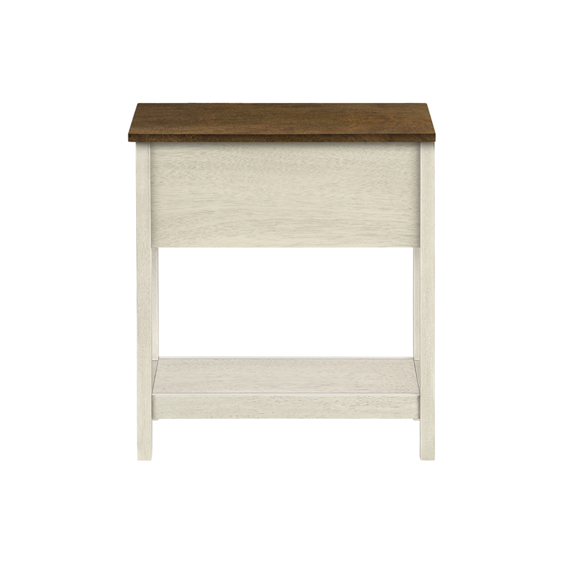 Accent Table - Side Table - 2 Tier - Narrow - Bedroom - Wood - Antique White