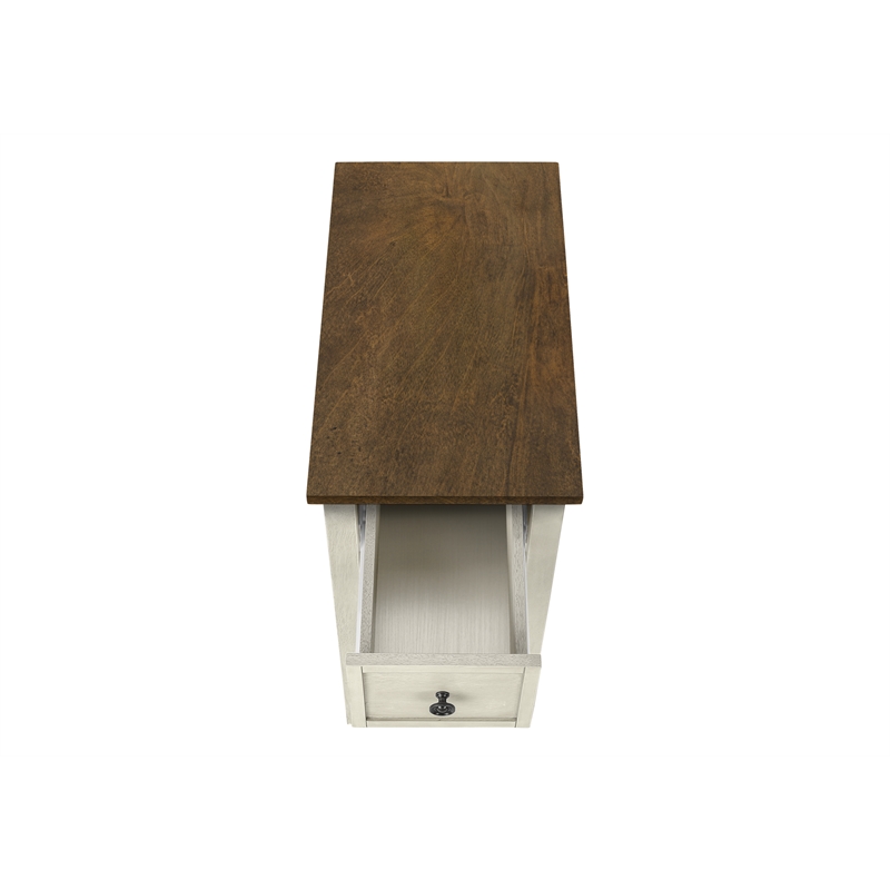 Accent Table - Side Table - 2 Tier - Narrow - Bedroom - Wood - Antique White