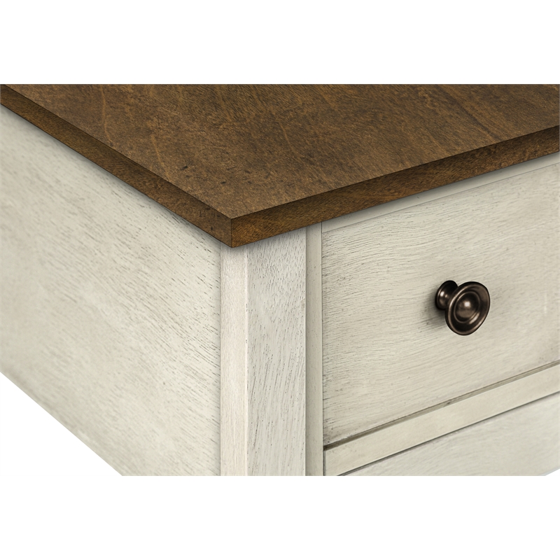 Accent Table - Side Table - 2 Tier - Narrow - Bedroom - Wood - Antique White