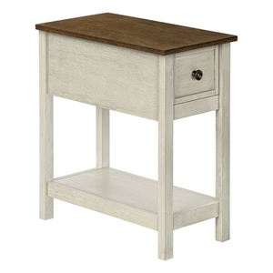 Accent Table - Side Table - 2 Tier - Narrow - Bedroom - Wood - Antique White