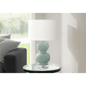 Lighting - 25&quotH - Table Lamp - Blue Ceramic - Ivory Shade