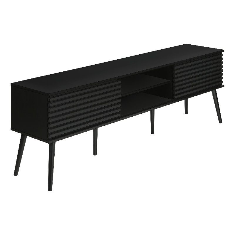 Tv Stand 72 Inch - Media Center-Console - Storage - Black Laminate -Contemporary