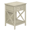 Accent Table - End - Side Table - 2 Tier - Nightstand - Antique White Veneer