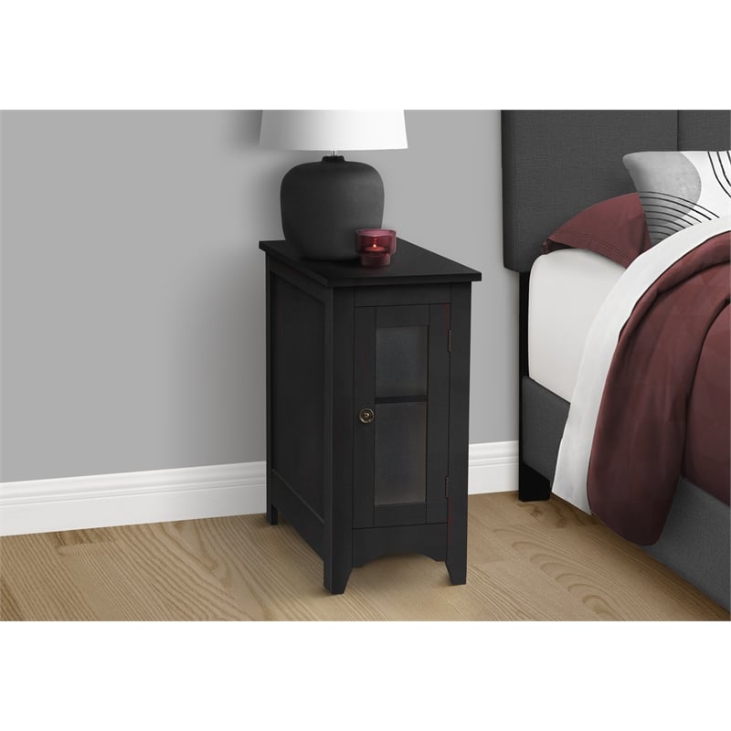 Accent Table - End - Side Table - Narrow - Nightstand - Storage - Black Veneer