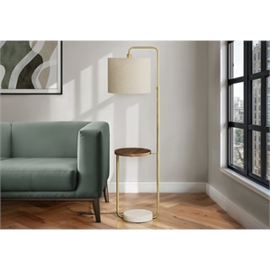 Lighting - 67&quotH - Floor Lamp - Usb Port Included - Brass Metal - Beige Shade