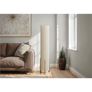 Lighting - 50&quotH - Floor Lamp - Brown Wood Look - Ivory Shade - Contemporary