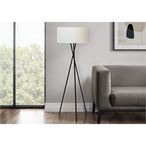 Lighting - 62&quotH - Floor Lamp - Black Metal - Ivory Shade - Contemporary