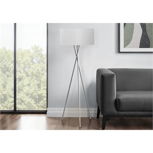 Lighting - 62&quotH - Floor Lamp - Nickel Metal - Gray Shade - Contemporary