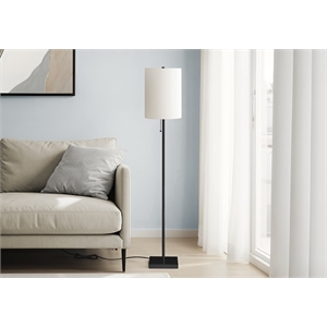 Lighting - 62&quotH - Floor Lamp - Black Metal - Ivory Shade - Contemporary