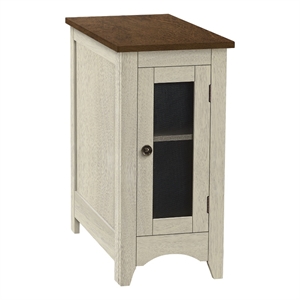 Accent Table - End - Side Table - Nightstand - Antique White Veneer - Brown
