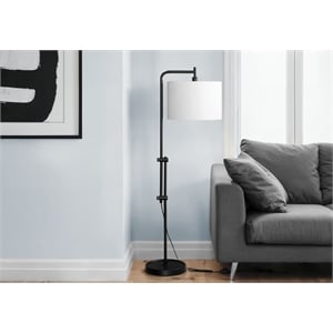 Lighting - 63&quotH - Floor Lamp - Black Metal - Ivory Shade - Contemporary