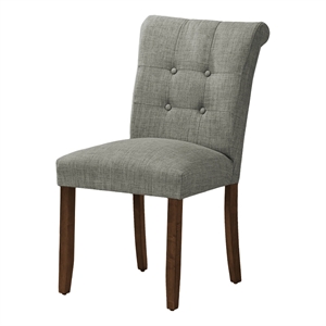Dining Chair - 38&quot Height - Set Of 2 - Upholstered - Gray Fabric - Walnut Legs