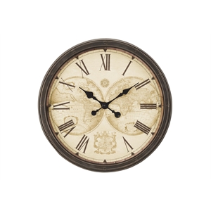 Clocks - 20&quot Round - Wall Clock - Antique Brown - Transitional